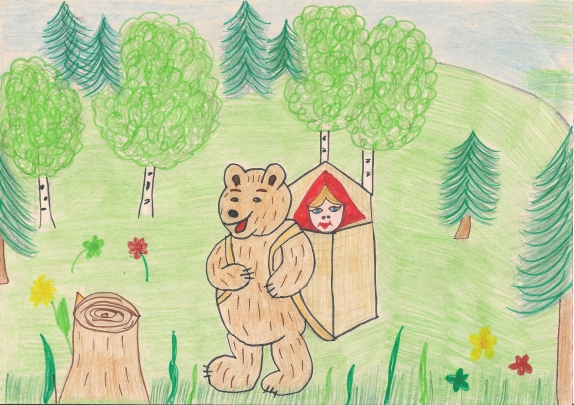 Раскраска Сказка Маша и Медведь