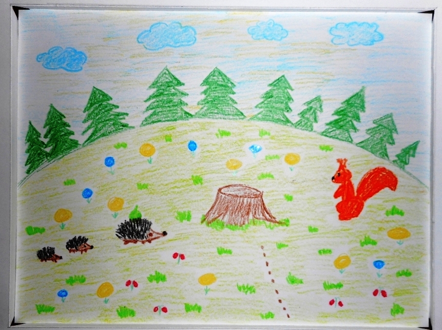 Рисунок лес карандашом для детей 2 класс