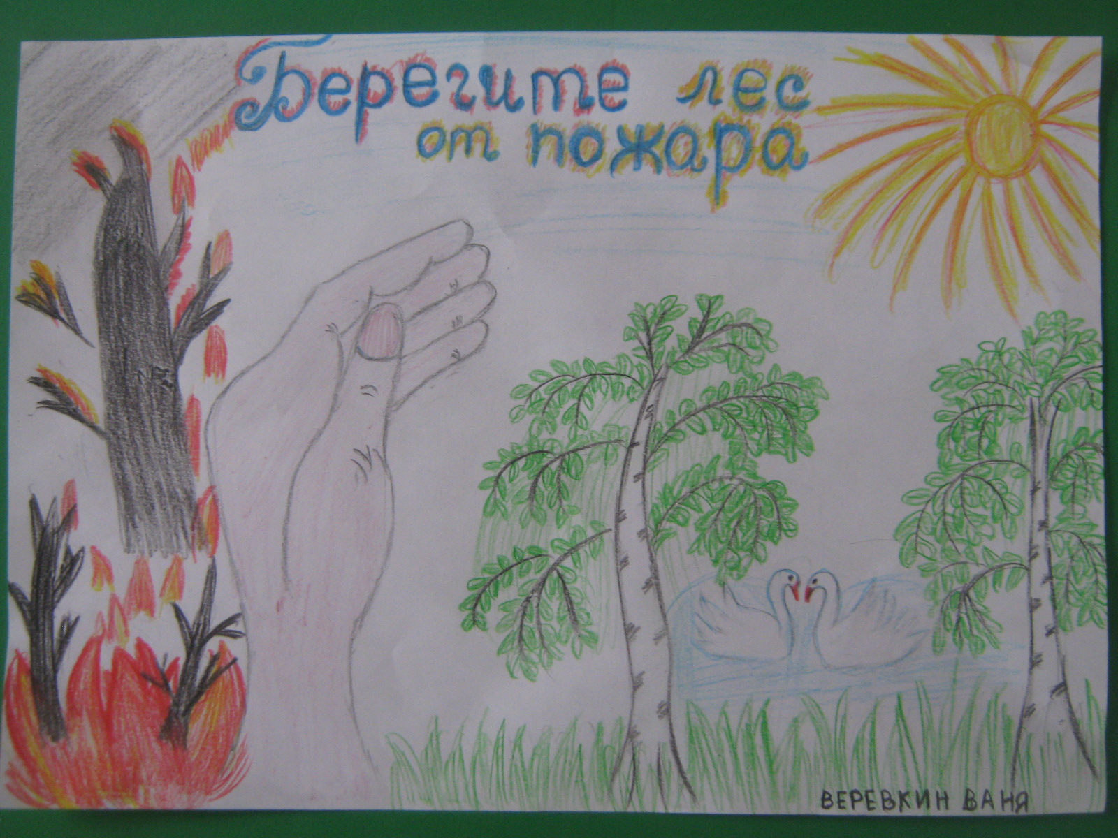 Нарисуй плакат на тему береги лес от пожара