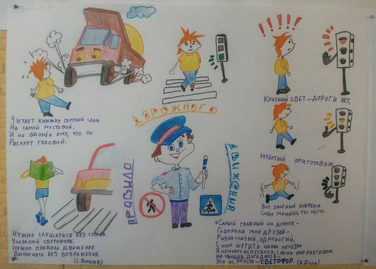 Детские плакаты по правилам дорожного движения