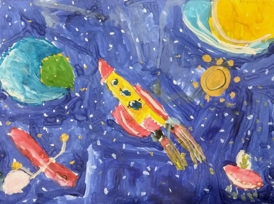 День космонавтики гуашью. Рисование для детей космос. Рисование космос для дошкольников. Рисунок на тему космос. Тематическое рисование «космос»..