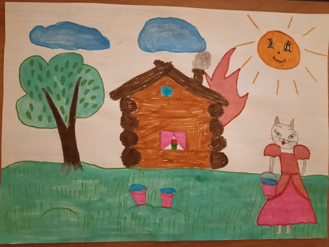 Рисунок кошкин дом карандашом